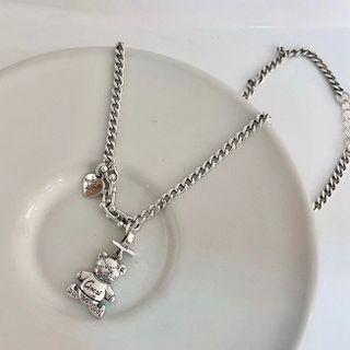 Bear Necklace D641 - 1 Pc - Silver - One Size