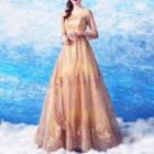 Sequined 3/4 Sleeve Evening Gown