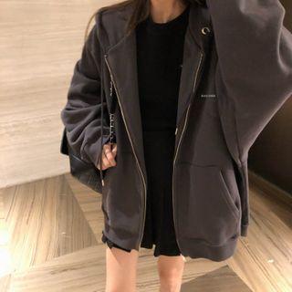 Zip Hoodie Charcoal Gray - One Size