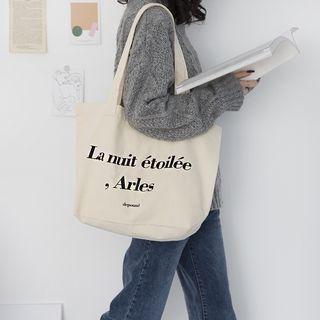 Lettering Canvas Tote Bag Lettering - Arles - One Size