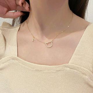 Bear Rhinestone Pendant Alloy Necklace 1 Piece - Necklace - Bear - Gold - One Size