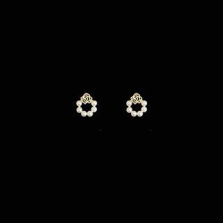 Faux Pearl Stud Earring 1 Pair - S925 Silver Needle Earrings - One Size