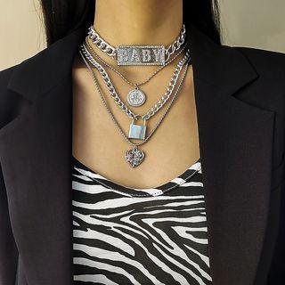 Set Of 4: Necklace 1132 - Silver - One Size