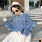 Mesh Embellished Boxy Sweater