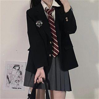 Single-breasted Blazer / Logo Embroidered Patch / Shirt / Tie / Mini A-line Skirt / Set (various Designs)