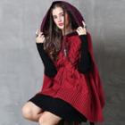 Plaid Panel Cable Knit Cape