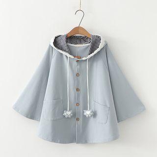 Lace Trim Hooded Button Jacket