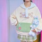 Fluffy Hooded Cartoon Embroidered Hoodie