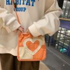 Heart Embroidered Paneled Crossbody Bag