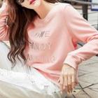 Lettering Embroidered Long-sleeve Pullover