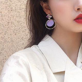 Geometric Acrylic Alloy Hoop Dangle Earring