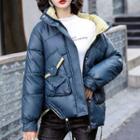 Long-sleeve Stand-collar Color-block Padded Jacket