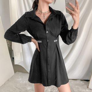 Letter Embroidered Shirtdress