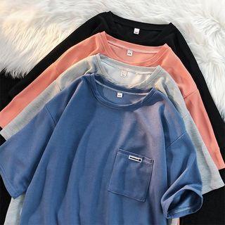 Short Sleeve Pocket Front Waffle T-shirt