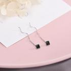 Sterling Silver Square Drop Threader Earring 1 Pair - Drop Threader Earring - Black - One Size