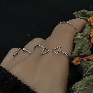 Set: Geometric Alloy Ring (assorted Designs) 0235a - Set Of 4 - Ring - One Size