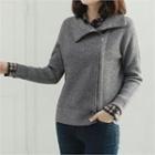 Stand-collar Zip-side Knit Jacket