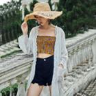 Lace Embroidered Beach Cover-up White - One Size