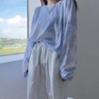 Long-sleeve Tie-dye Print T-shirt