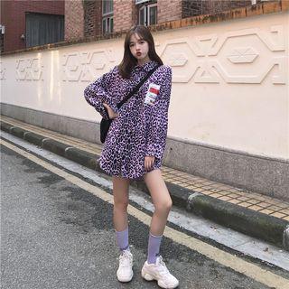 Applique Leopard Print Long Shirt