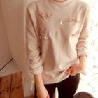 Bow-trim Slit-hem Sweatshirt