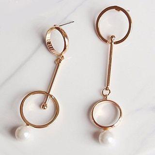 Faux-pearl Hoop Dangle Earrings