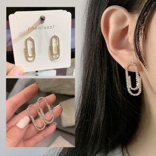 Rhinestone Safety Pin Earring 1 Pair - My31266 - One Size