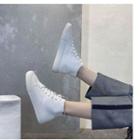 Square-toe Platform Lace-up Ankle Boots