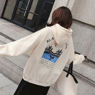 Printed Hoodie Beige - One Size