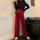 Cold-shoulder Long-sleeve T-shirt / Wide-leg Pants