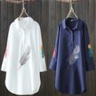 Long-sleeve Embroidered Placket Long Shirt