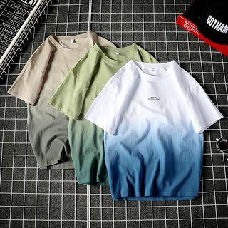 Elbow-sleeve Ombre T-shirt