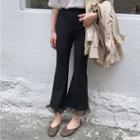 Cropped Mesh Hem Boot-cut Pants