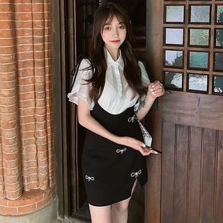 Bow Mini A-line Overall Dress