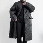 Stand Collar Quilted Long Jacket