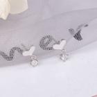 Heart Stud Earring 1 Pair - Es568 - Silver - One Size