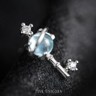 Non-matching Rhinestone Stud Earring S925 - 1 Pair - Planet - One Size