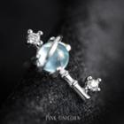 Non-matching Rhinestone Stud Earring S925 - 1 Pair - Planet - One Size
