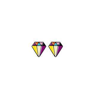 Cartoon Diamond Alloy Earring 1 Pair - E52200 - Purple & Yellow & White - One Size