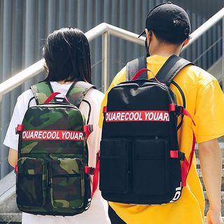 Oxford Cloth Double Front Pockets Backpack