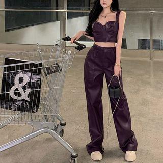 Faux Leather Camisole Top / Pants