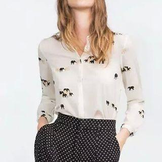 Long-sleeve Elephant Print Shirt