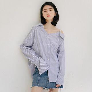 One Shoulder Striped Shirt