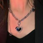 Heart Rhinestone Pendant Alloy Necklace 1 Pc - Silver - One Size