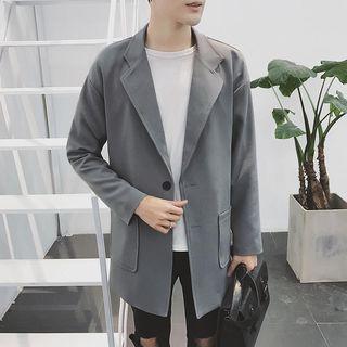 Plain Notch Lapel Long Jacket
