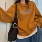 Mock Two-piece Round-neck Lettering Long-sleeve Sweatshirt
