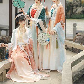 Hanfu Elbow-sleeve Top / Maxi Skirt