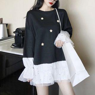 Mesh-panel Mini Sweatshirt Dress