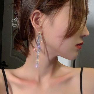 Rhinestone Drop Earring 1 Pr - Silver - One Size
