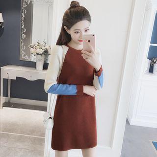 Color Block Raglan Knit Shift Dress